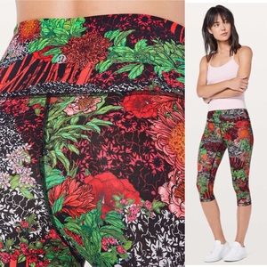 Like New Lululemon Wunder Under High Rise Zen Garden Crop Leggings Floral Size 6